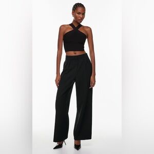 Aritzia Black Cross-Front Cropped Halter Top
